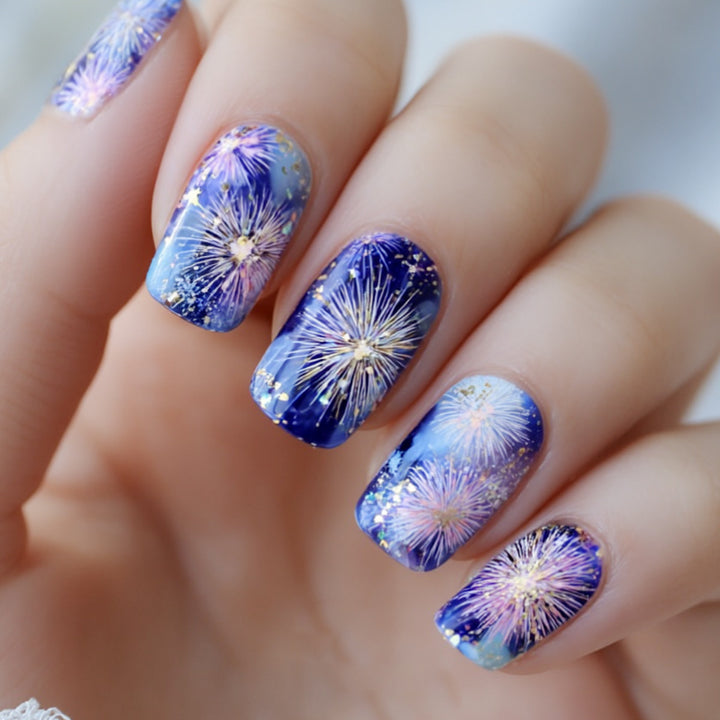 Fireworks-Themed Acrylic Nail Art Designs Bowlift