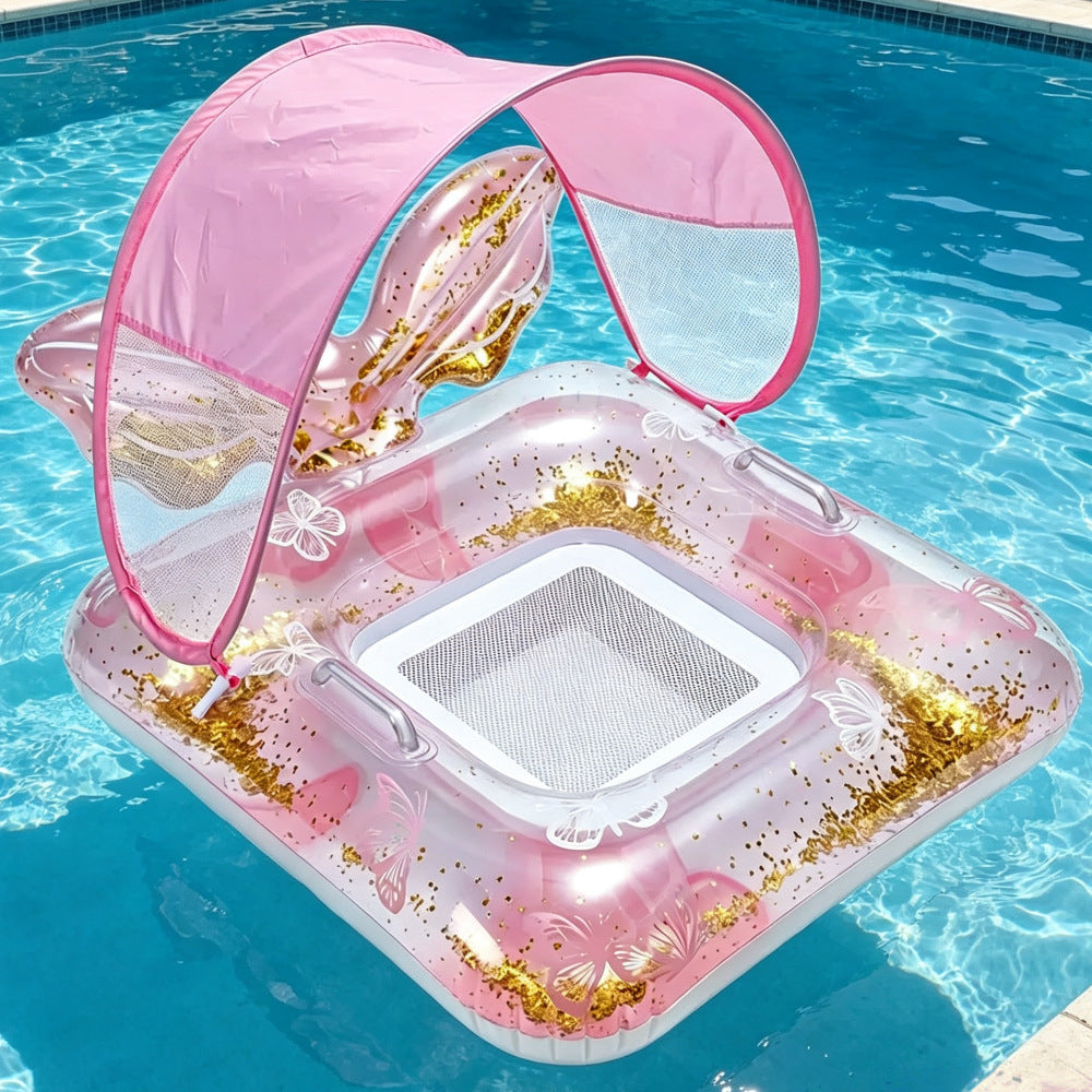 Inflatable Pool Lounger with Sun Canopy Bowlift