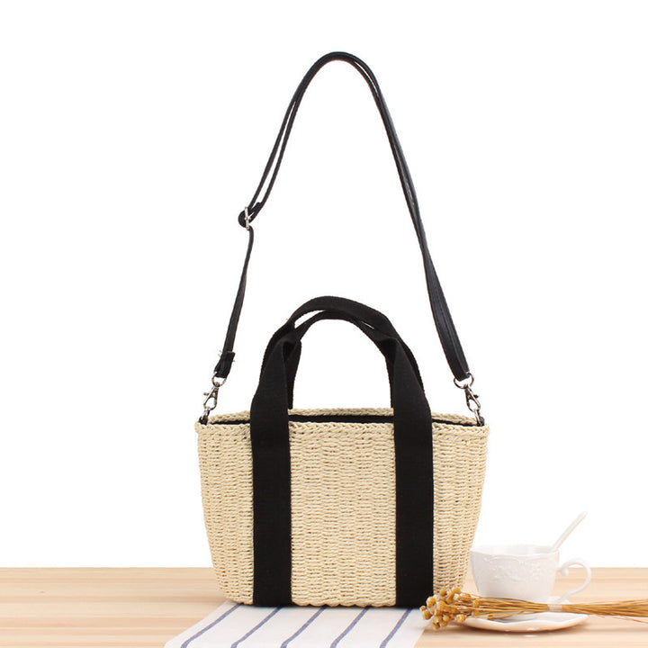 Elegant Braided Handbag with Contrasting Shoulder Straps Bowlift