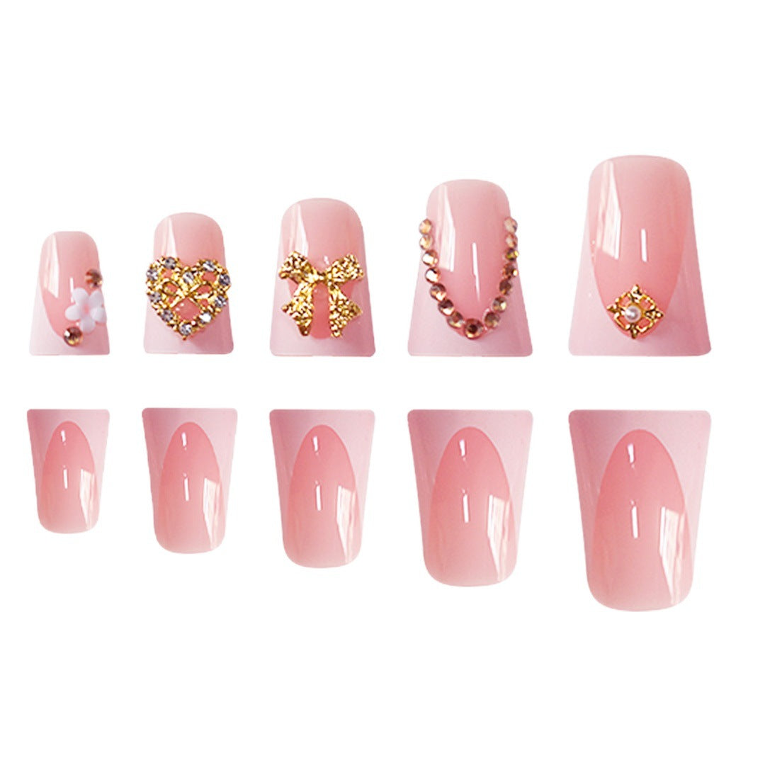 Decorative Rhinestone-Embellished Press-On Nail Extensions Bowlift