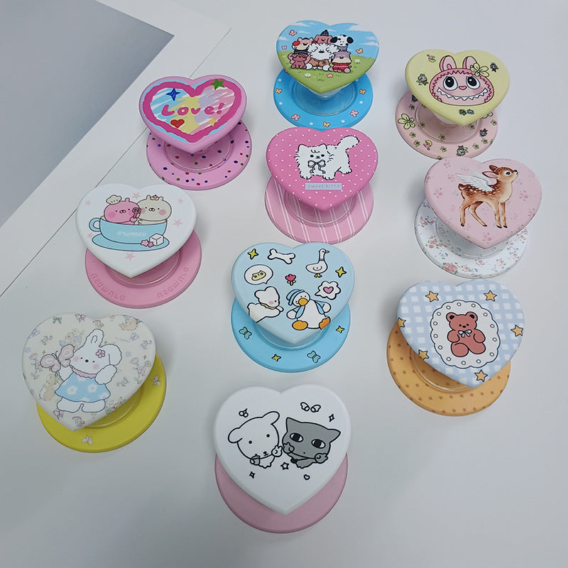 Heart-Shaped Character Phone Grip Bowlift