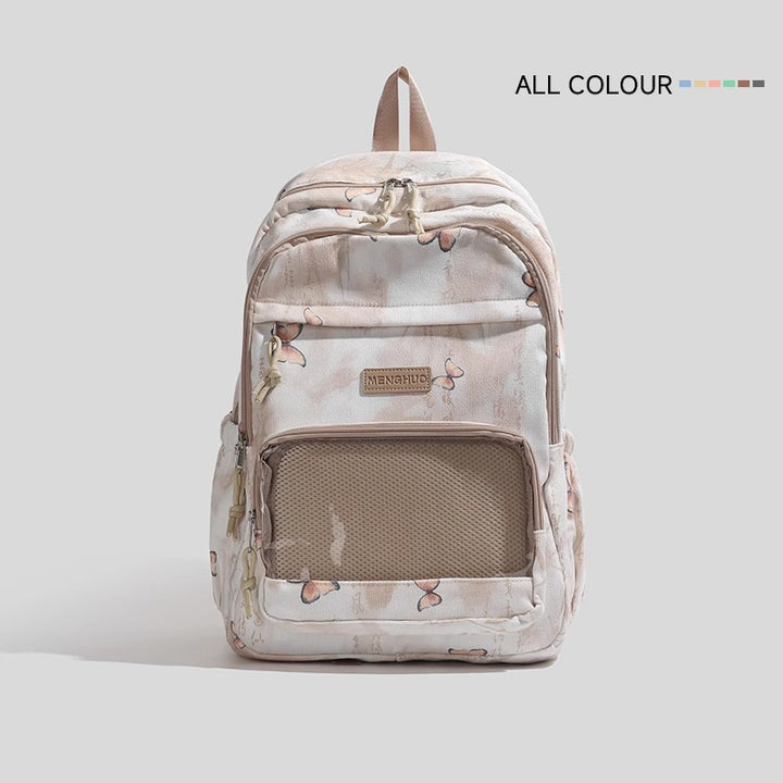 Butterfly-Printed Multi-Compartment Backpack Bowlift