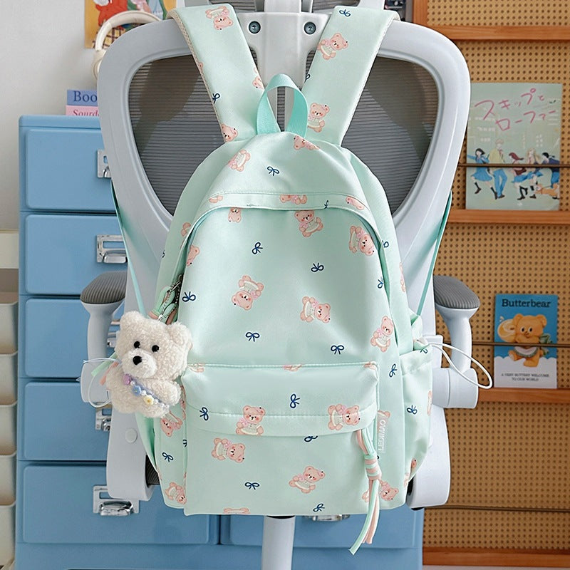 Cute Bear-Print School Backpack Bowlift