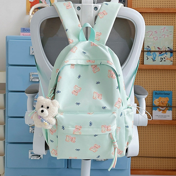 Cute Bear-Print School Backpack Bowlift