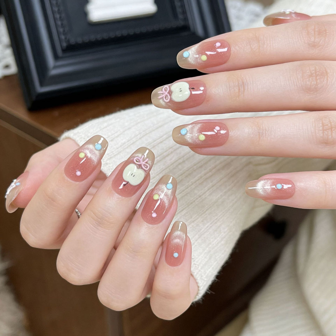 Whimsical Character Designed Press-On Nail Art Bowlift