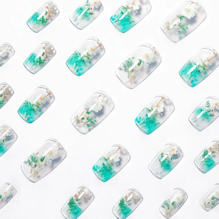 Floral Encased Gel Nail Art Bowlift