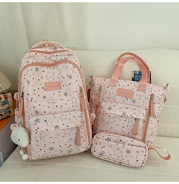 Star-Printed Multipurpose School Backpack and Tote Set Bowlift