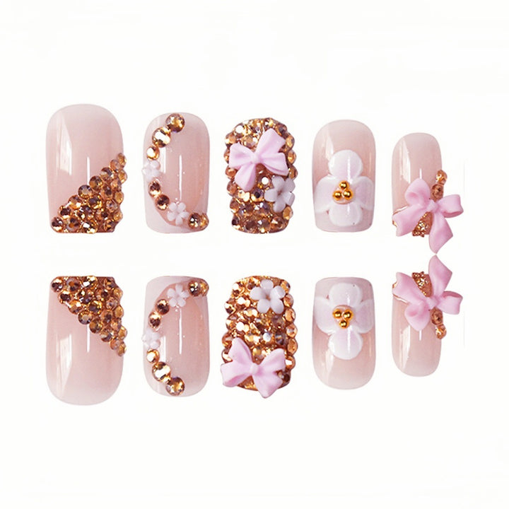 Floral Design Press-On Nails Bowlift