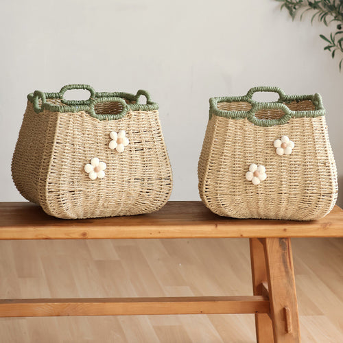 Stylish storage basket with flower appliqué Bowlift