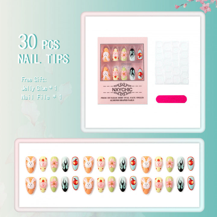 Artistic Animal and Floral Themed Press-On Nail Set