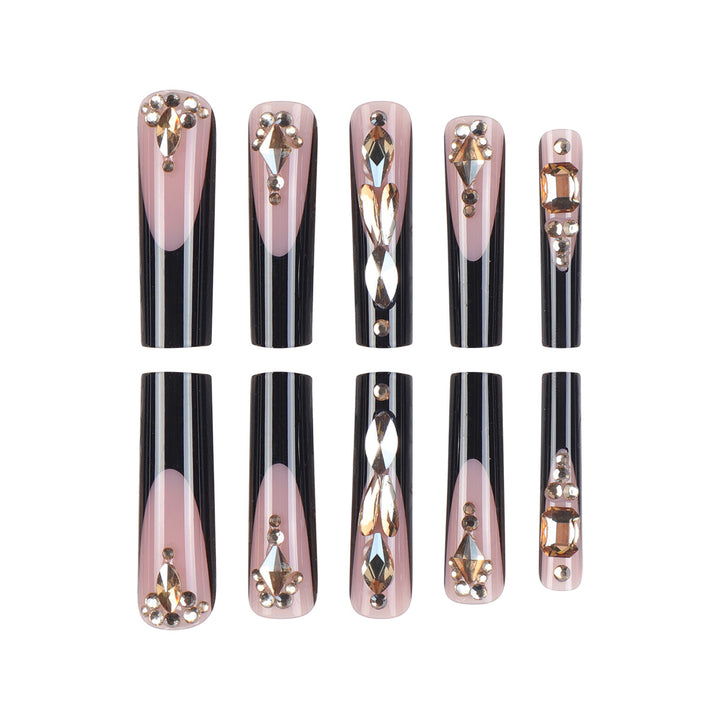 Luxury Rhinestone-Embellished Stiletto Press-On Nails Bowlift