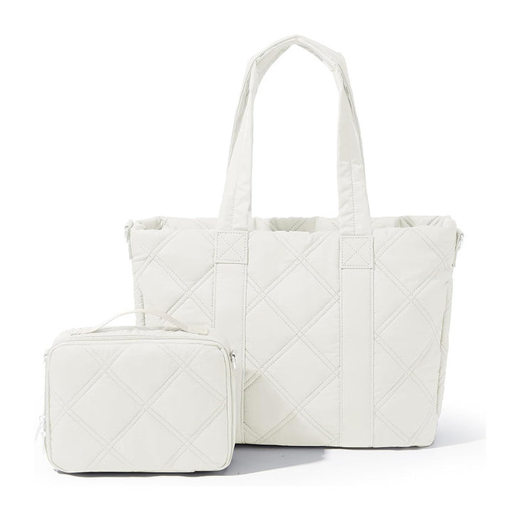 Elegant and Versatile Fabric Handbag with Detachable Cosmetic Bag Bowlift