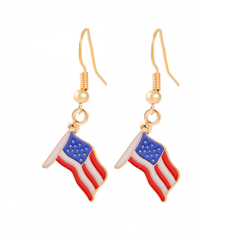 Women's nan patriotic horseshoe enamel dangle earrings with star-accented design and fishhook findings Bowlift