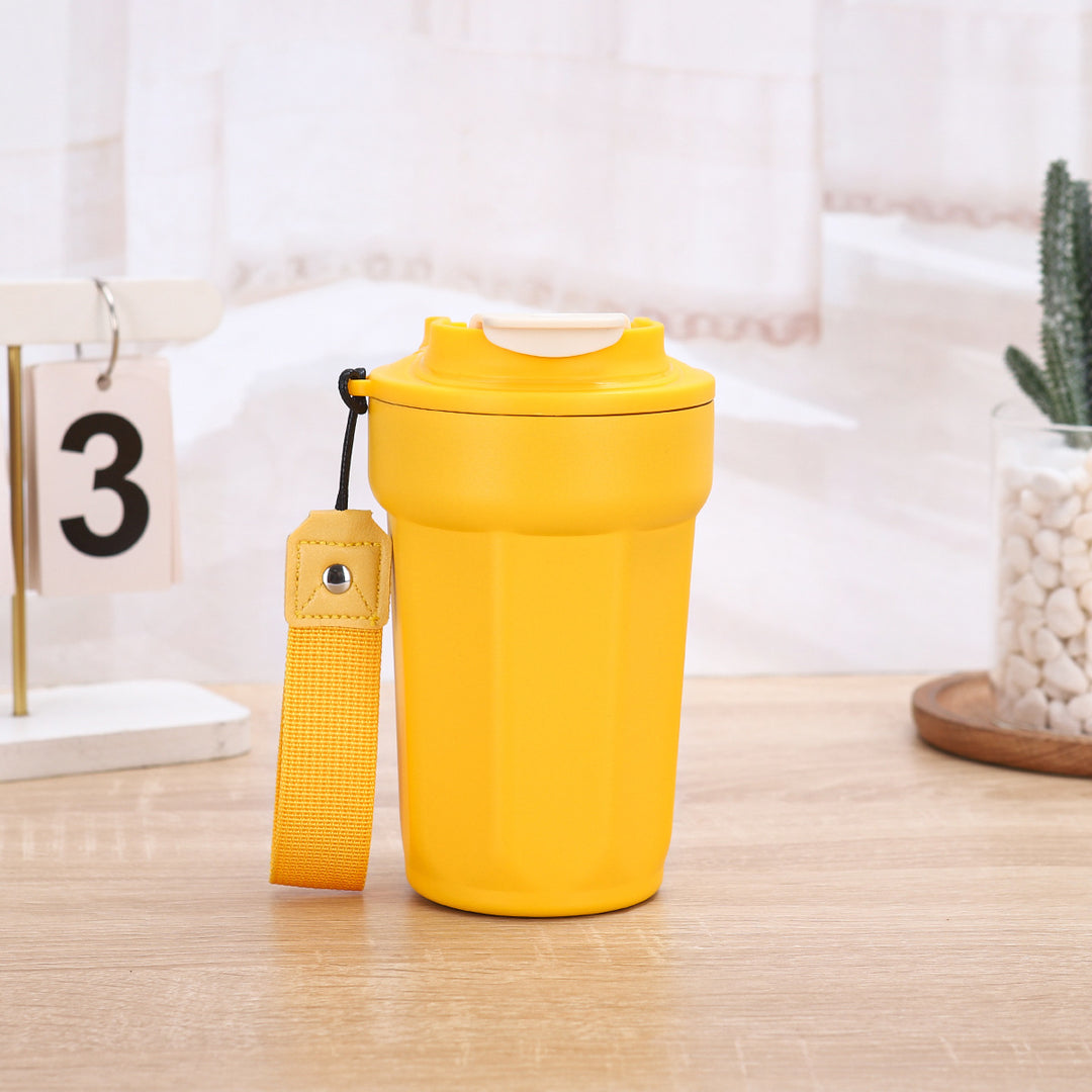 Insulated Stainless Steel Travel Coffee Tumbler with Leakproof Lid and Carry Strap Bowlift