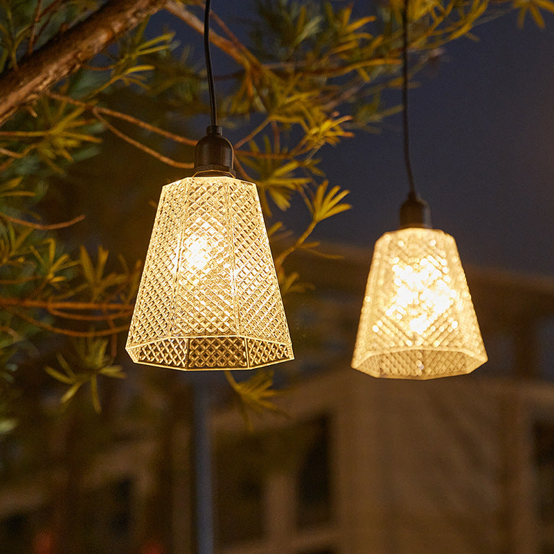 Crystal-Pattern Solar Pendant Light USB Rechargeable LED Bowlift