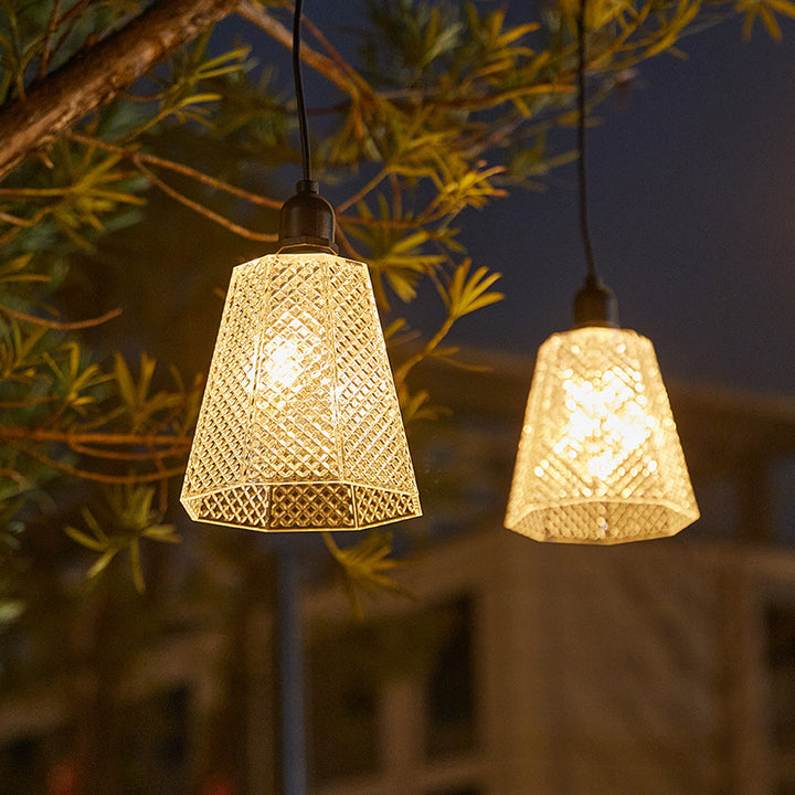 Crystal-Pattern Solar Pendant Light USB Rechargeable LED Bowlift