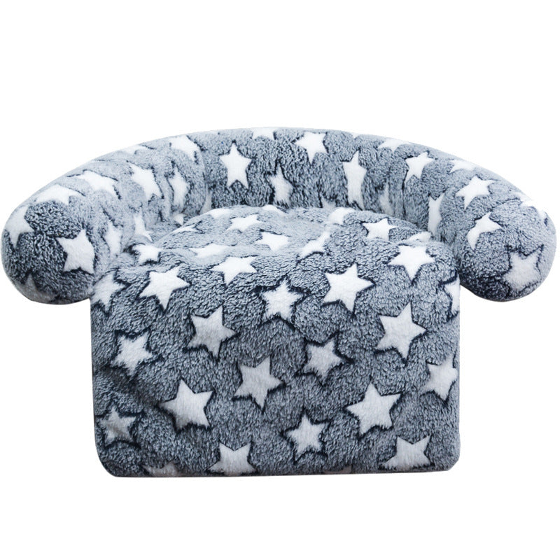 Plush Star Patterned  Lounge Chair  Dog Bed