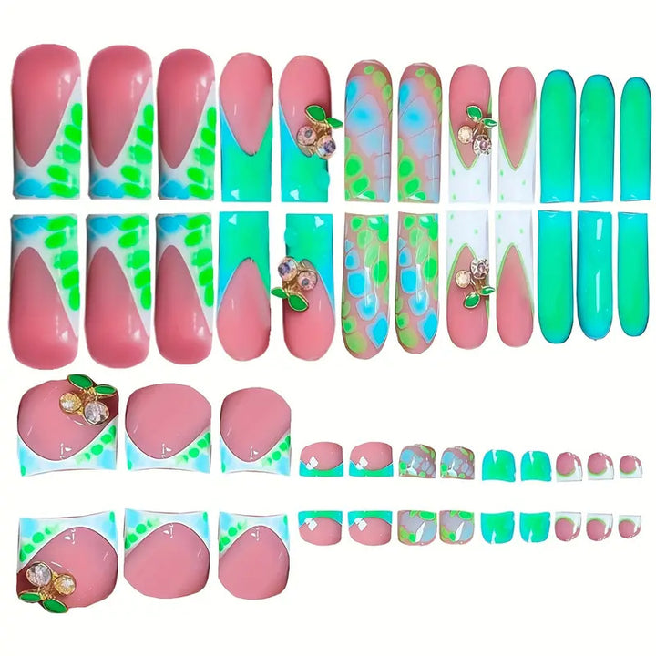 Artistic Floral-Inspired Press-On Nail Set Bowlift