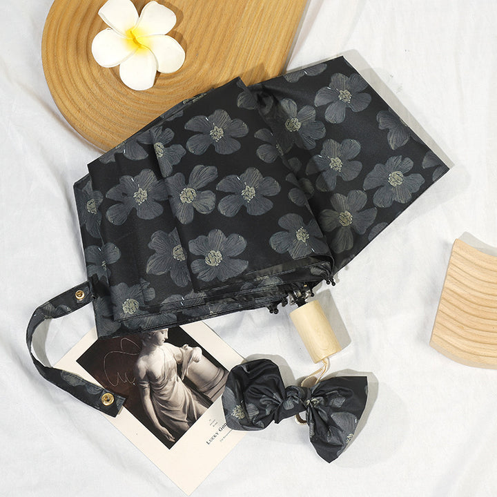 Ladies Mini Folding Umbrella with Elegant Floral Print Bowlift