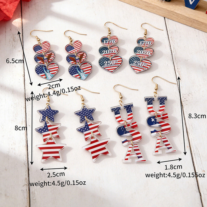 Ladies nan statement earrings with bow shape and American flag pendant Bowlift