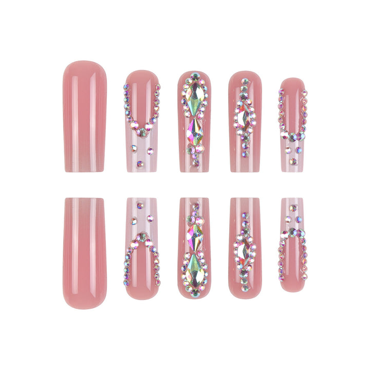 Artistic Rhinestone-Embellished Press-On Nails Bowlift