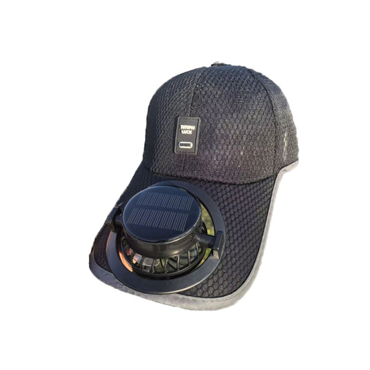 Solar-powered baseball cap with detachable solar fan and breathable honeycomb fabric Bowlift