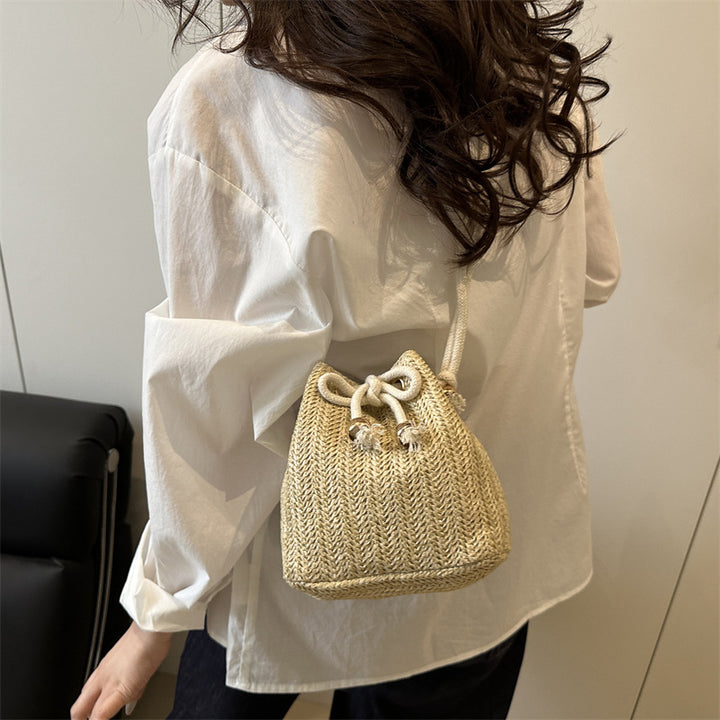 Bohemian Straw Bucket Bag Bowlift