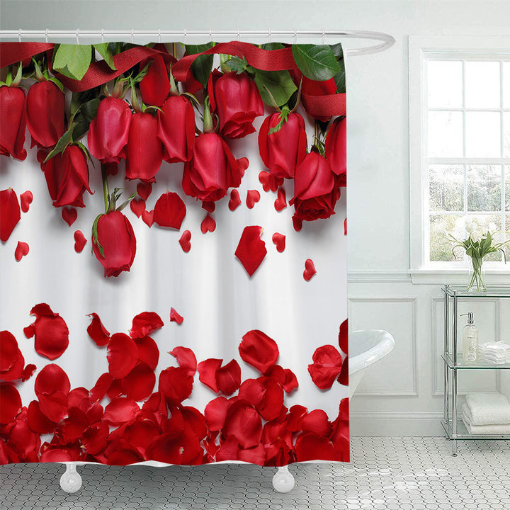 Romantic Floral Swan Shower Curtain Bowlift