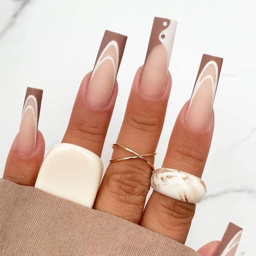 Elegant Nail Extensions with Artistic Wave Design Bowlift