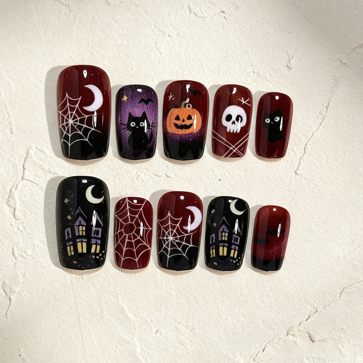 Halloween-Themed Press-On Nail Art Bowlift