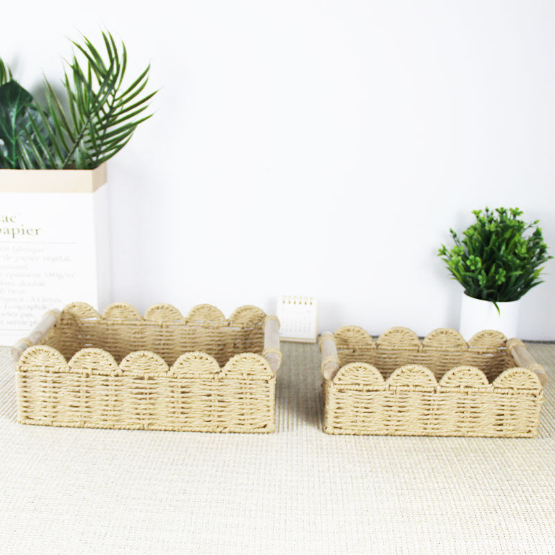 Scalloped Woven Storage Basket Bowlift