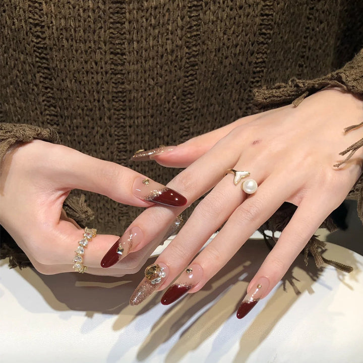Acrylic nail set with elegant glitter design and exclusive embellishments Bowlift