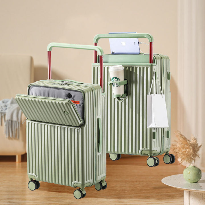 Unisex Multi-Compartment Rolling Hard-Shell Luggage with Integrated Charging Port Bowlift