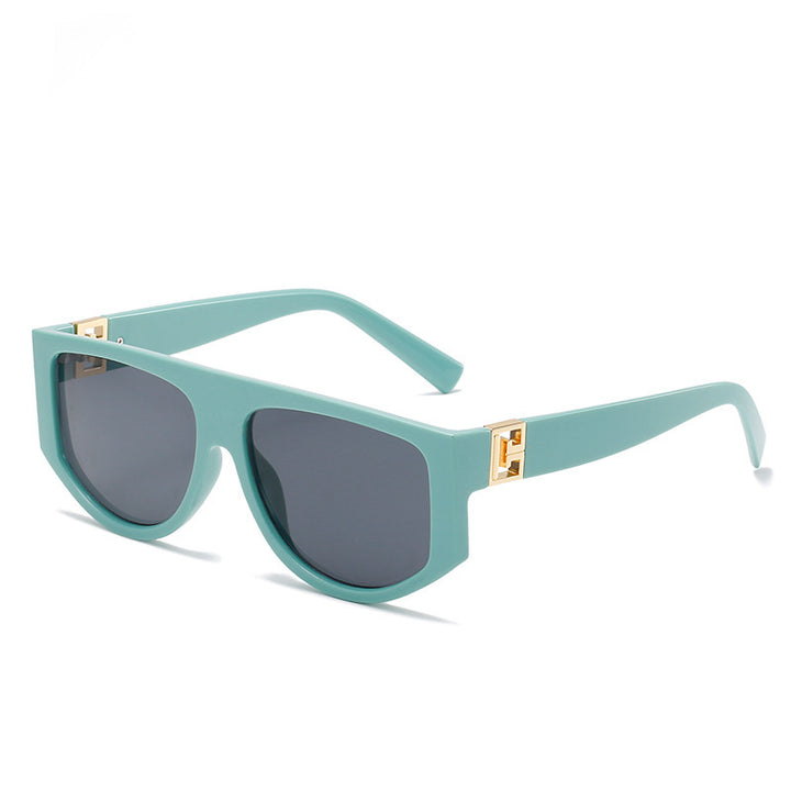 Oversized Shield Sunglasses with Metallic Accents Bowlift