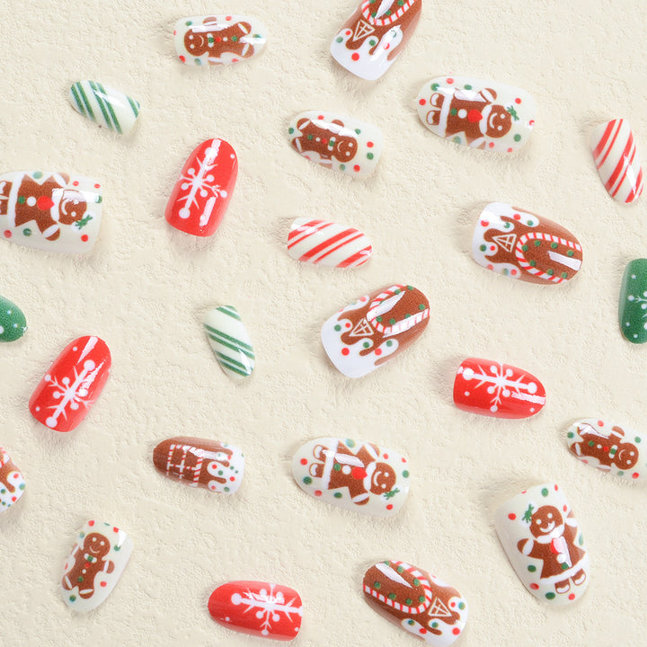 Artificial nail set with festive cookie design Bowlift