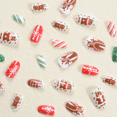 Artificial nail set with festive cookie design Bowlift