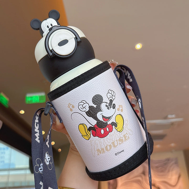 Women's Insulated Water Bottle with Cute Rabbit Design and Practical Carry Strap Bowlift