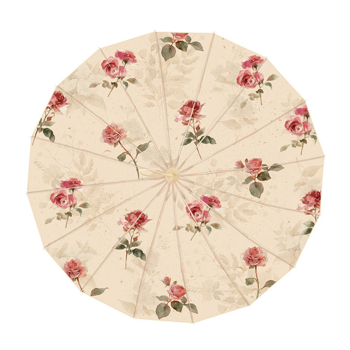 Ladies elegant folding parasol with floral design and handy carrying case Bowlift