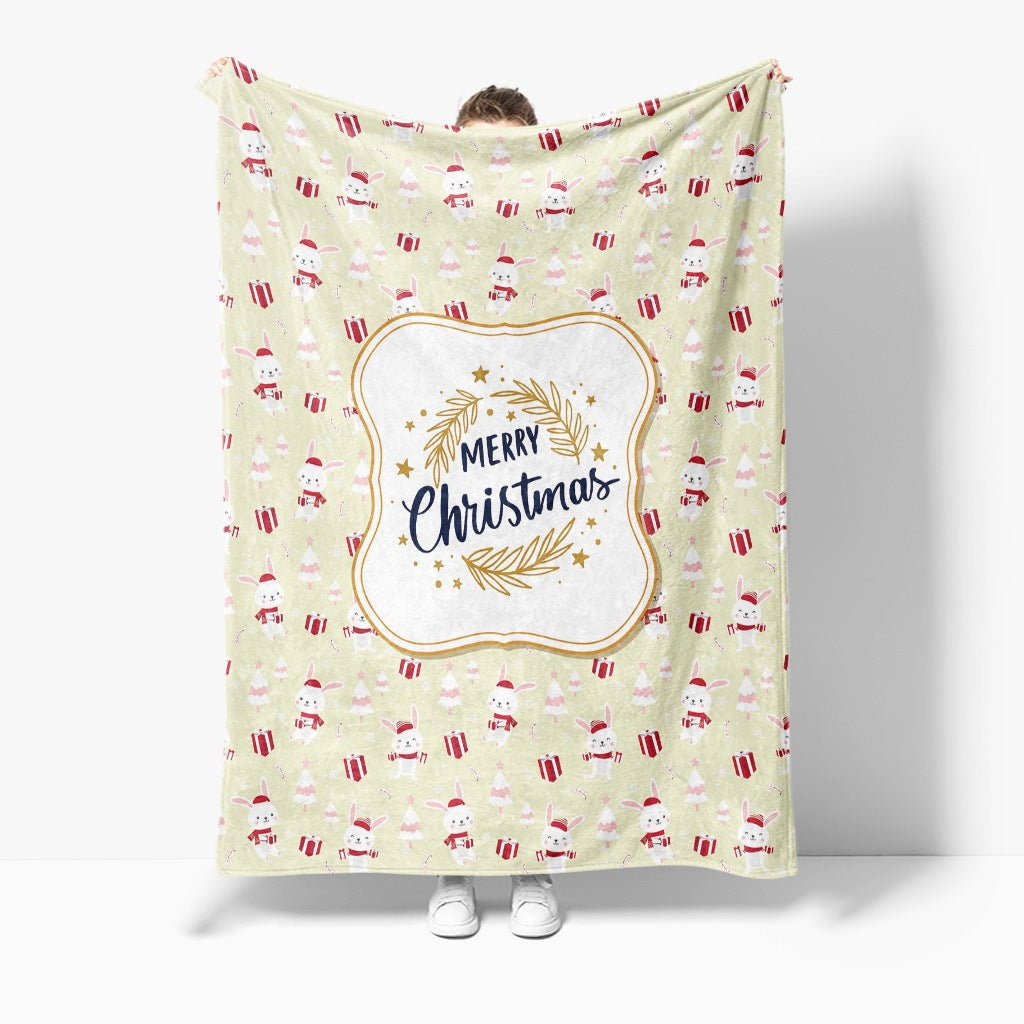 Festive Holiday-Themed Fleece Throw Blanket