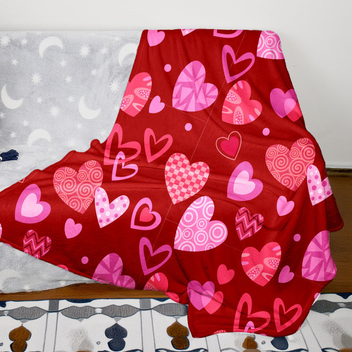 Heart Pattern Fleece Throw Blanket