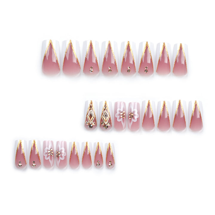 Artistic nail extensions with floral and glitter accents Bowlift