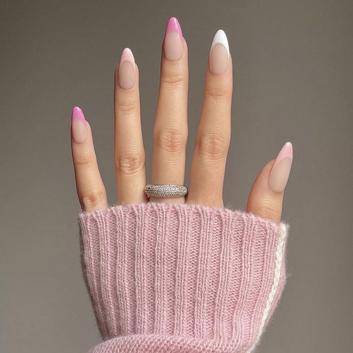 Elegant Stiletto Press-On Nails with Unique French Tips Bowlift