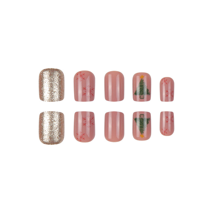 Festive Holiday-Themed Press-On Nail Art Bowlift