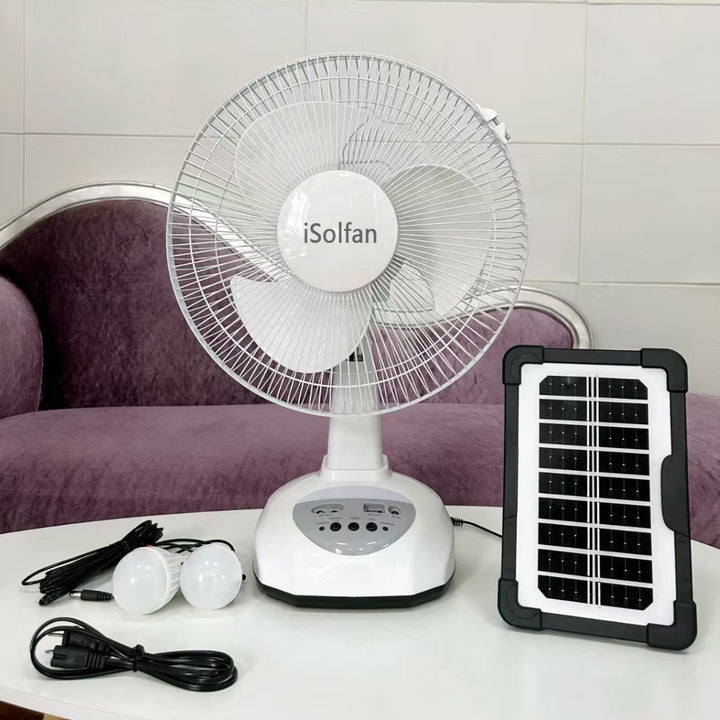 Women's portable solar-powered fan with integrated LED lighting Bowlift