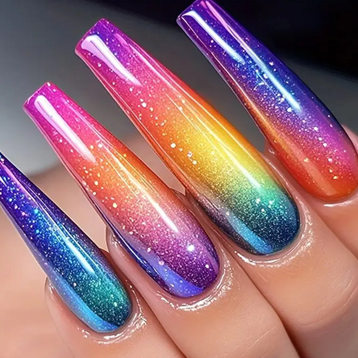 Gradient Glitter Stiletto Nail Art Bowlift