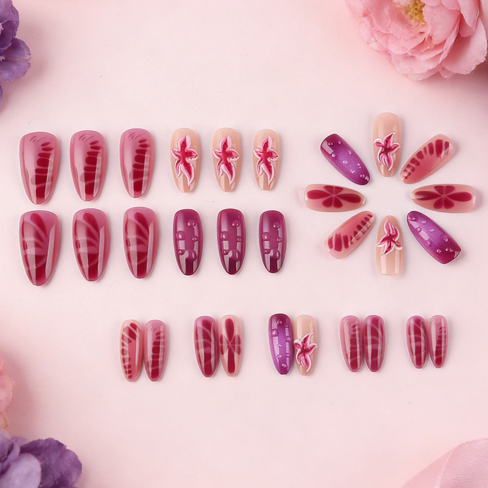 Artistic Floral Press-On Nails Bowlift 1787542981