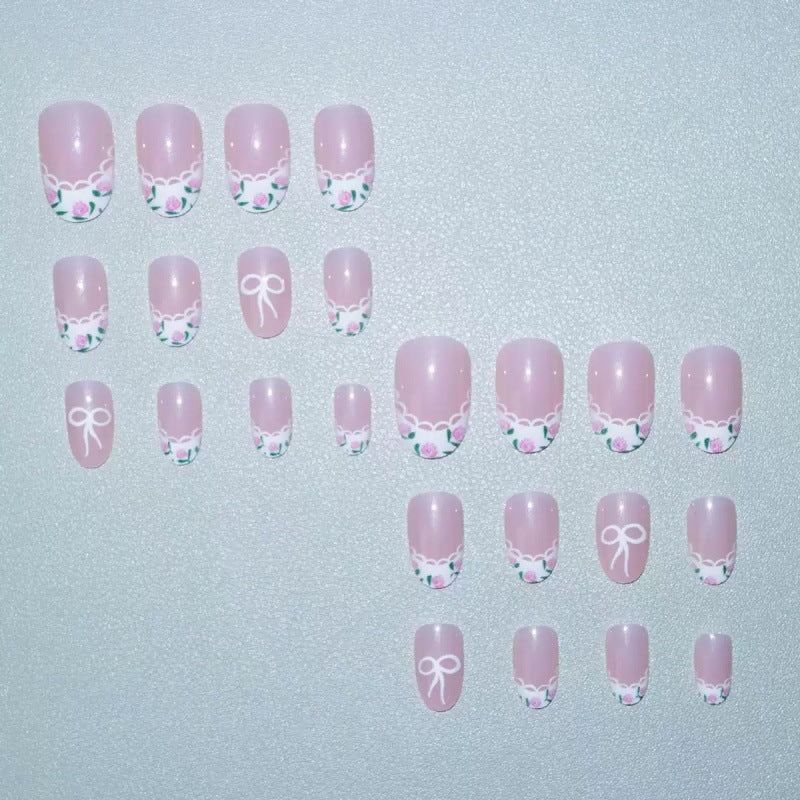 Artificial Nail Set with Elegant Bow Design Bowlift