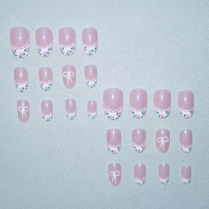 Artificial Nail Set with Elegant Bow Design Bowlift