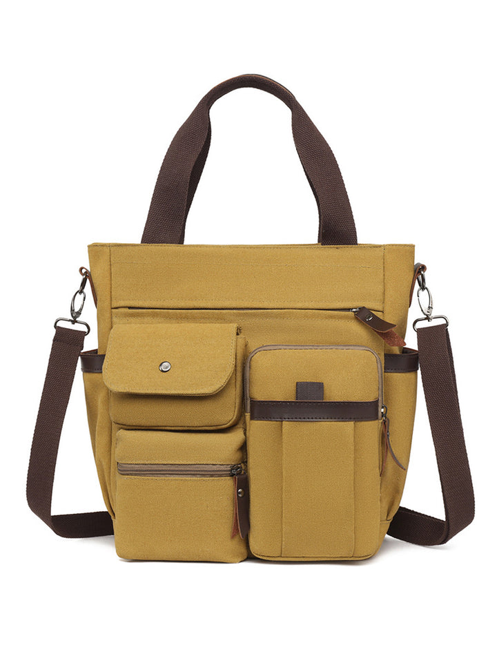 Multi-Pocket Canvas Tote Bag Bowlift