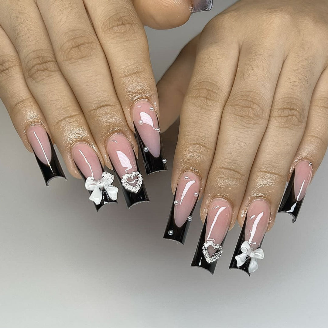 Elegant 3D Bow and Heart Nail Art Bowlift